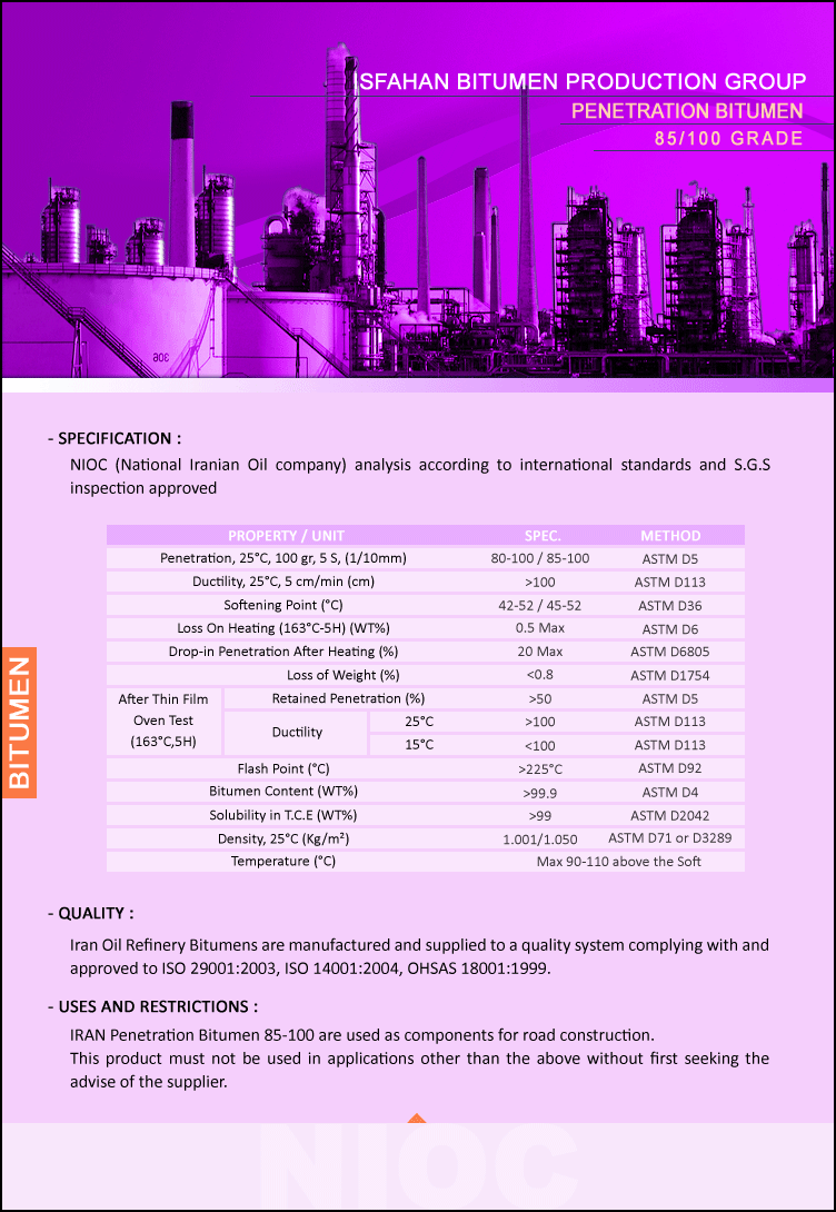 Bitumen Grade 85-100 Bitumen Grade 85-100